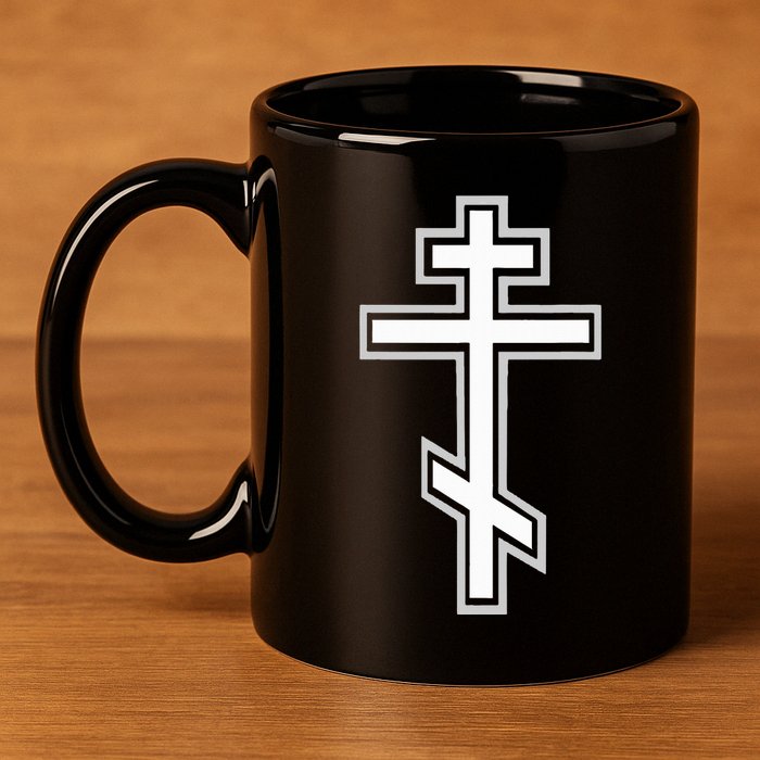 Russian Orthodox Cross. Crucifix Christian 11oz C Handle Ceramic Mug