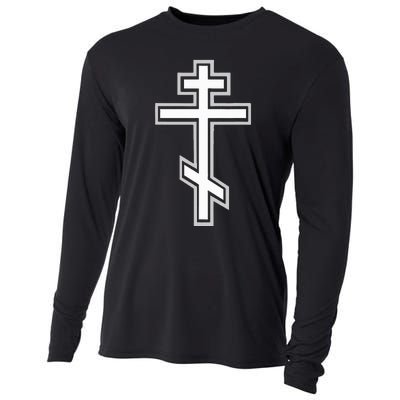 Russian Orthodox Cross. Crucifix Christian Cooling Performance Long Sleeve Crew