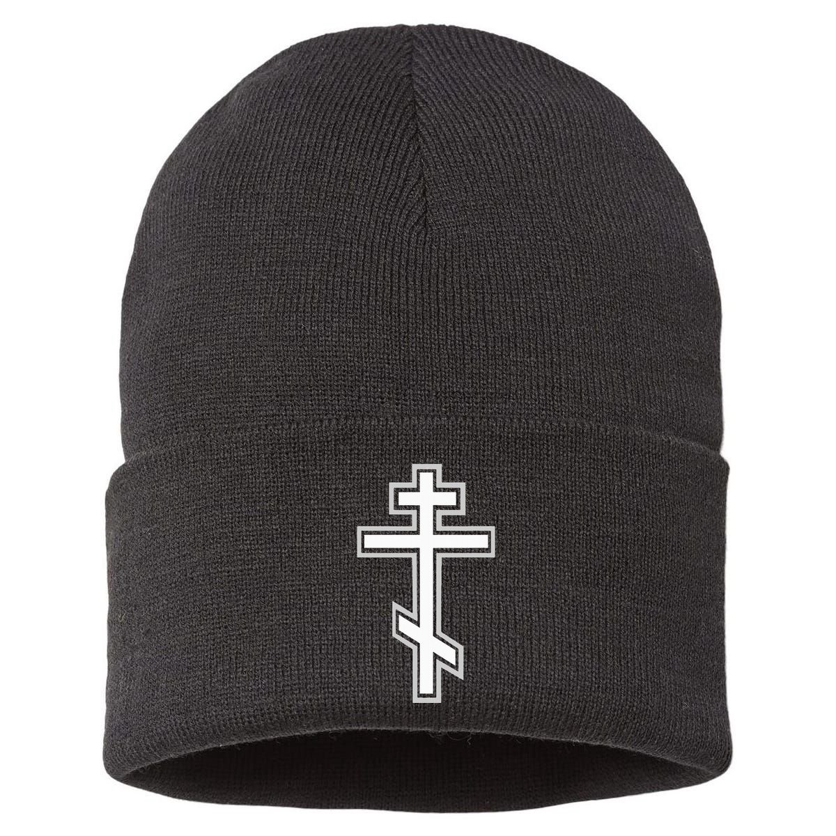 Russian Orthodox Cross. Crucifix Christian Sustainable Knit Beanie