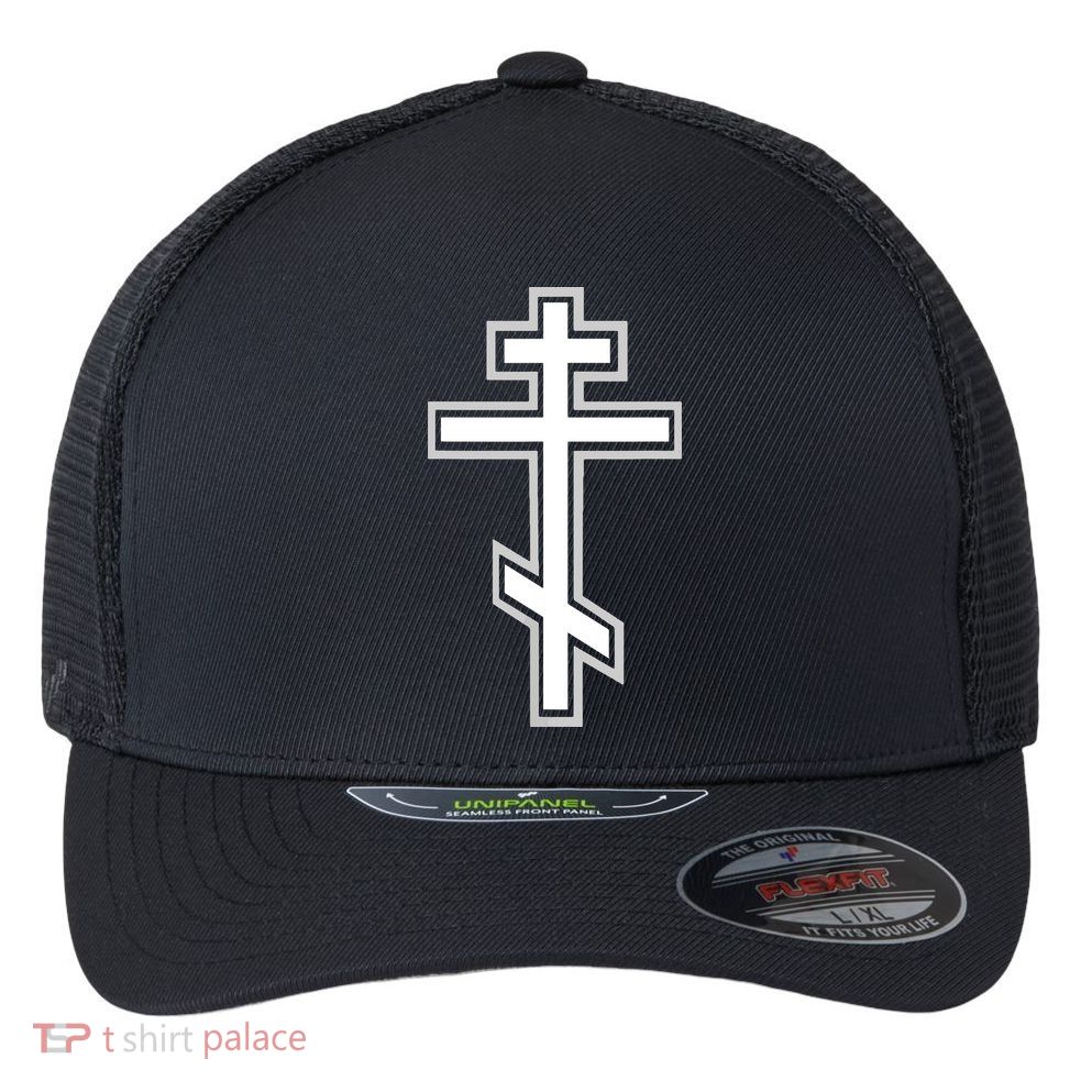 Russian Orthodox Cross Crucifix Christian Flexfit Unipanel Trucker Cap