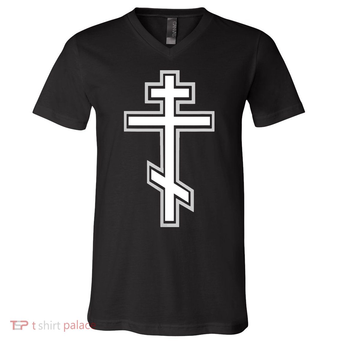Russian Orthodox Cross Crucifix Christian V-Neck T-Shirt