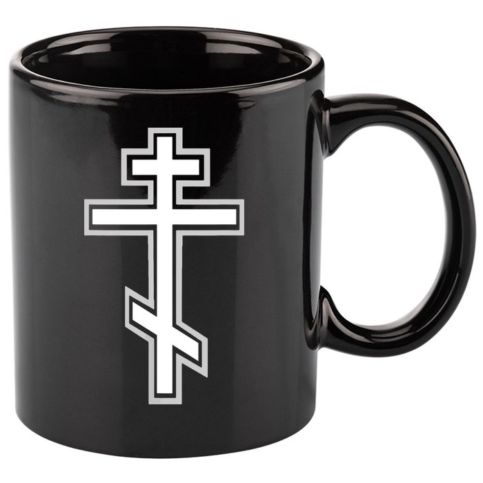 Russian Orthodox Cross Crucifix Christian 11oz C Handle Ceramic Mug