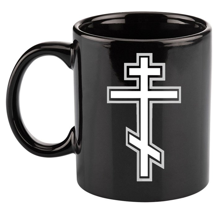 Russian Orthodox Cross Crucifix Christian 11oz C Handle Ceramic Mug