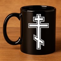 Russian Orthodox Cross Crucifix Christian 11oz C Handle Ceramic Mug