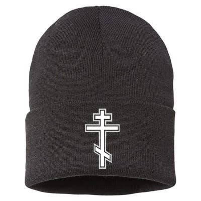 Russian Orthodox Cross Crucifix Christian Sustainable Knit Beanie