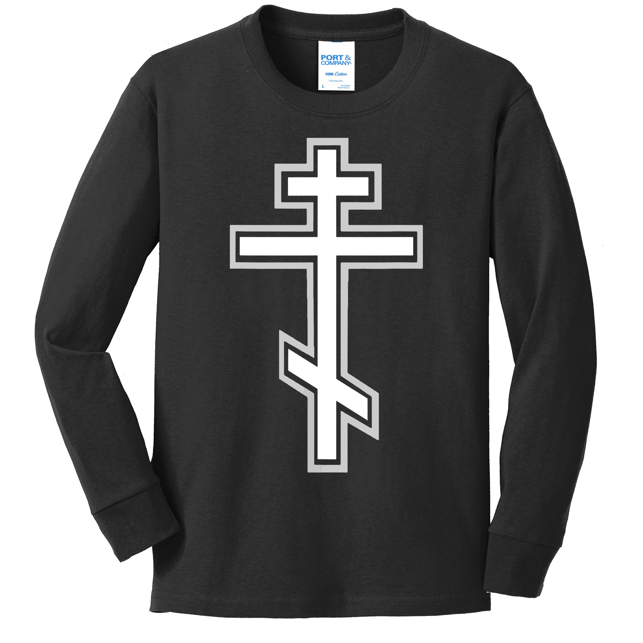 Russian Orthodox Cross Crucifix Christian Kids Long Sleeve Shirt