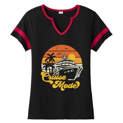 Retro On Cruise Mode Family Vacation Style Gift Ladies Halftime Notch Neck Tee