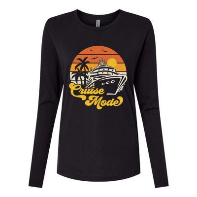 Retro On Cruise Mode Family Vacation Style Gift Womens Cotton Relaxed Long Sleeve T-Shirt