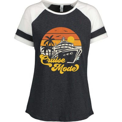 Retro On Cruise Mode Family Vacation Style Gift Enza Ladies Jersey Colorblock Tee