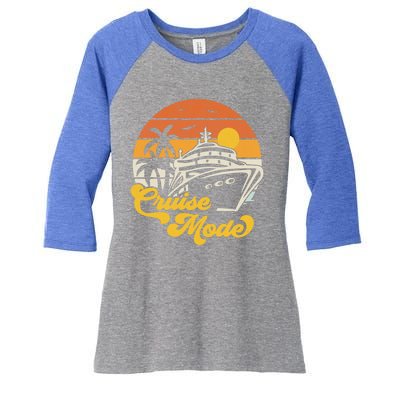 Retro On Cruise Mode Family Vacation Style Gift Women's Tri-Blend 3/4-Sleeve Raglan Shirt