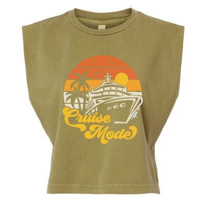 Retro On Cruise Mode Family Vacation Style Gift Garment-Dyed Women's Muscle Tee