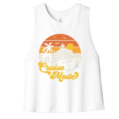 Retro On Cruise Mode Family Vacation Style Gift Women's Racerback Cropped Tank