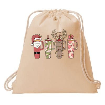 Retro Obsessive Cup Disorder Christmas Ocd Stanley Tumbler Christmas Drawstring Bag