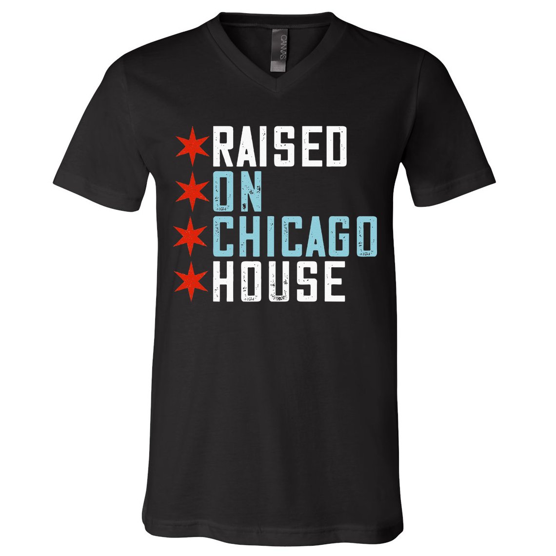 Raised On Chicago House Music EDM DJ Illinois Raver V-Neck T-Shirt