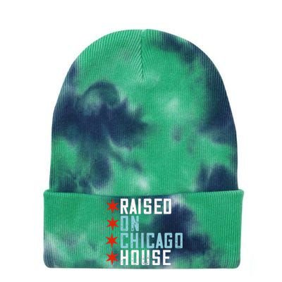 Raised On Chicago House Music EDM DJ Illinois Raver Tie Dye 12in Knit Beanie