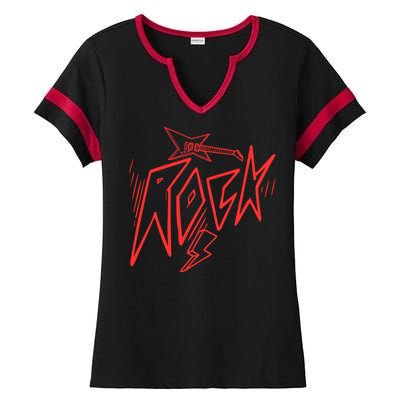 Rock On Cute Gift Ladies Halftime Notch Neck Tee