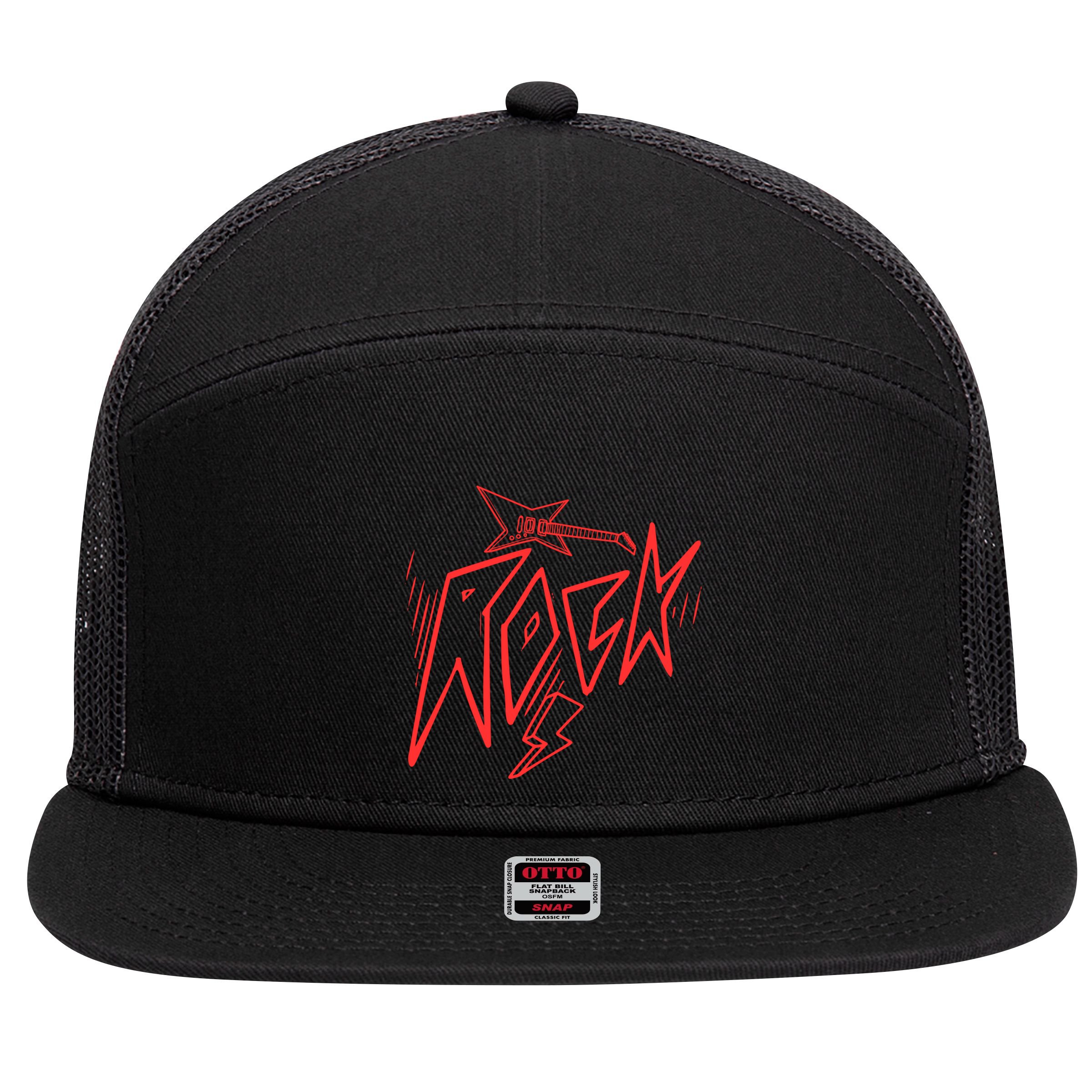 Rock On Cute Gift 7 Panel Mesh Trucker Snapback Hat