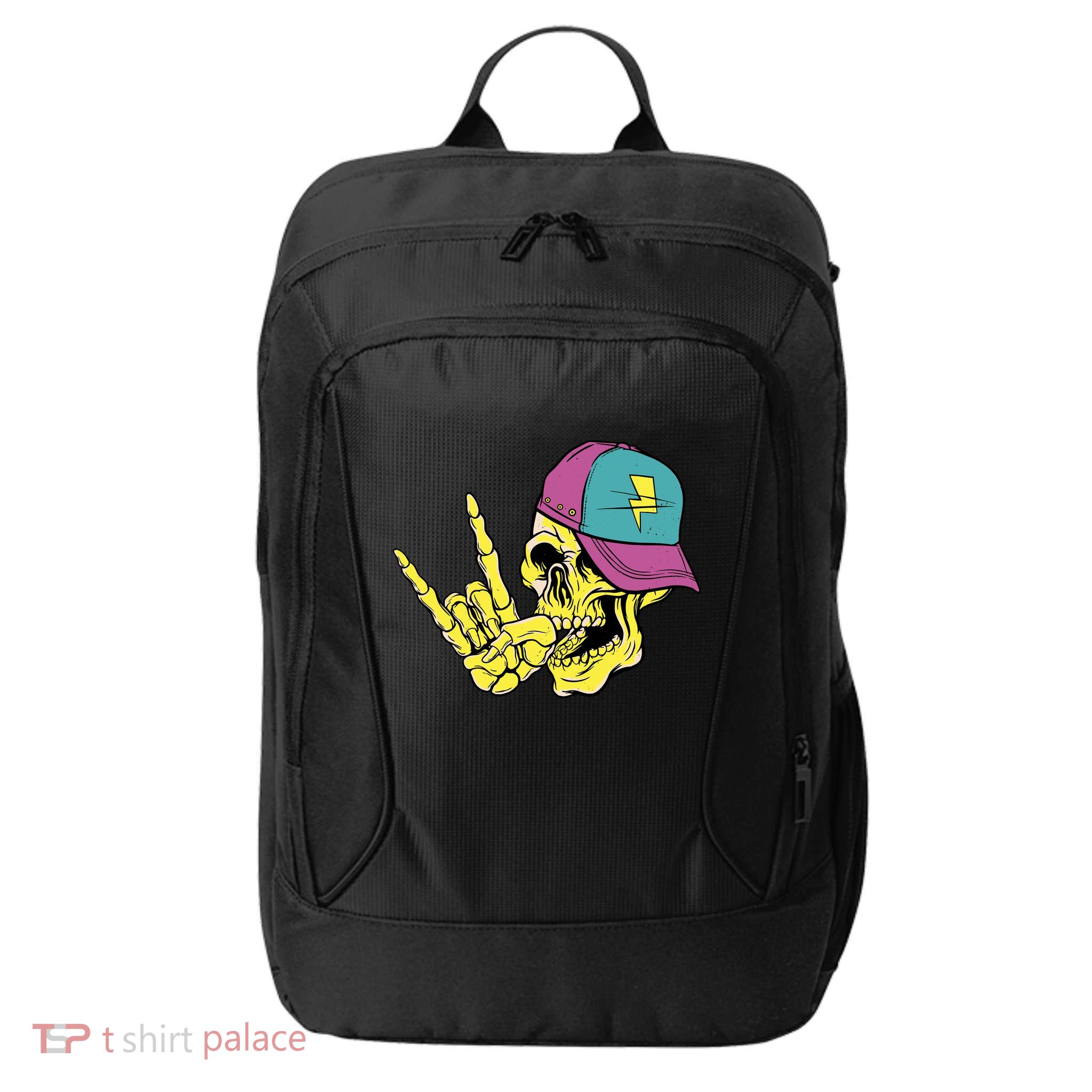 Rock On Cool Skull City Backpack