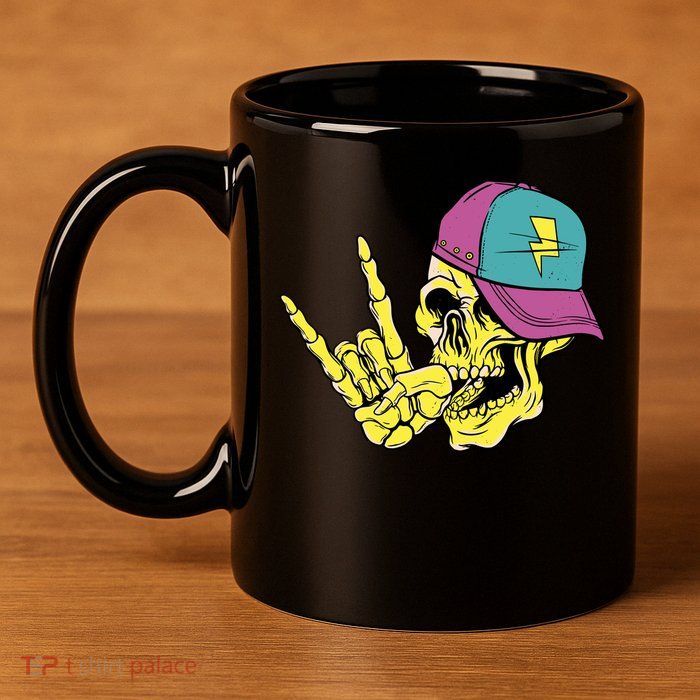 Rock On Cool Skull 11oz C Handle Ceramic Mug