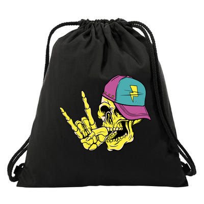 Rock On Cool Skull Drawstring Bag