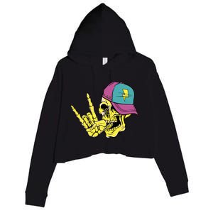 Rock On Cool Skull Crop Fleece Hoodie