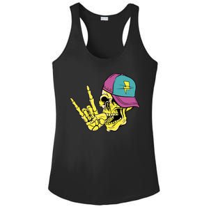 Rock On Cool Skull Ladies PosiCharge Competitor Racerback Tank