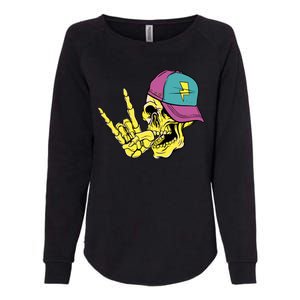 Rock On Cool Skull Womens California Wash Sweatshirt