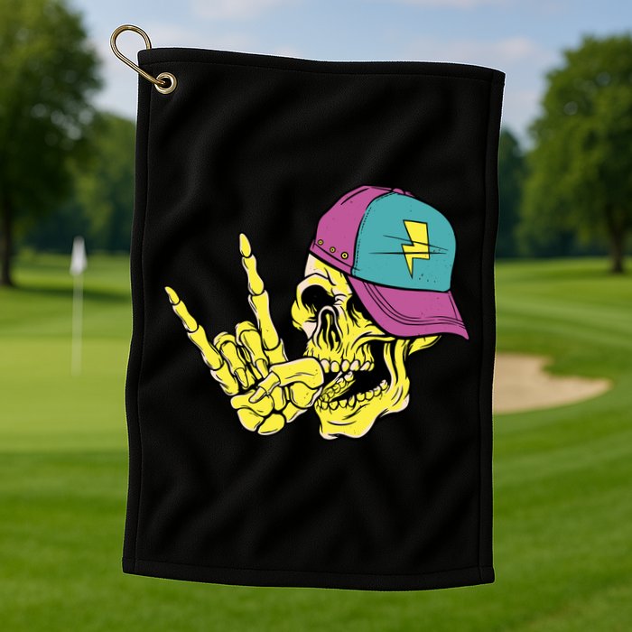 Rock On Cool Skull Golf Towel