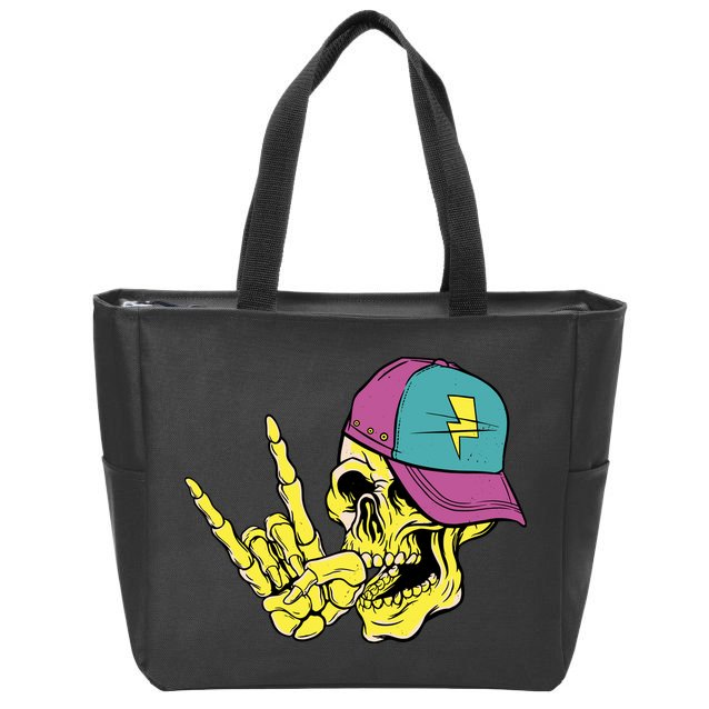 Rock On Cool Skull Zip Tote Bag