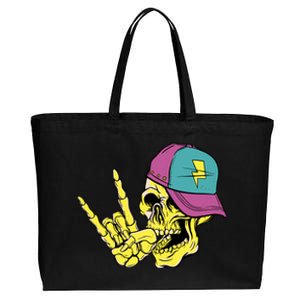 Rock On Cool Skull Cotton Canvas Jumbo Tote