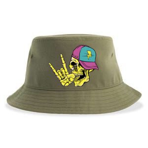 Rock On Cool Skull Sustainable Bucket Hat