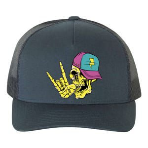 Rock On Cool Skull Yupoong Adult 5-Panel Trucker Hat