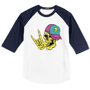 Rock On Cool Skull Baseball Sleeve Shirt