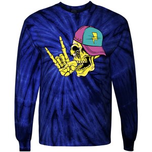 Rock On Cool Skull Tie-Dye Long Sleeve Shirt