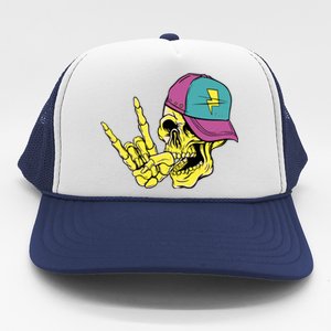 Rock On Cool Skull Trucker Hat