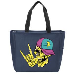 Rock On Cool Skull Zip Tote Bag