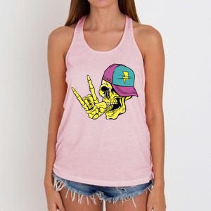 Rock On Cool Skull Women's Knotted Racerback Tank