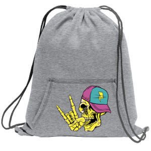 Rock On Cool Skull Sweatshirt Cinch Pack Bag