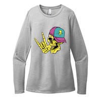 Rock On Cool Skull Womens CVC Long Sleeve Shirt