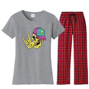 Rock On Cool Skull Women's Flannel Pajama Set