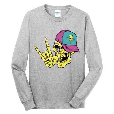Rock On Cool Skull Tall Long Sleeve T-Shirt