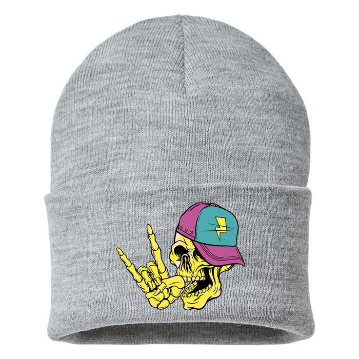 Rock On Cool Skull Sustainable Knit Beanie