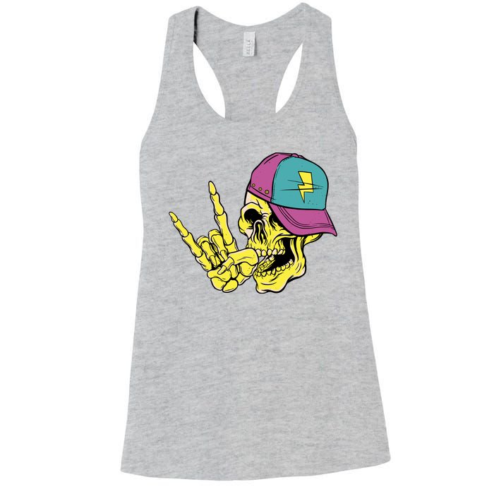 Rock On Cool Skull Women's Racerback Tank