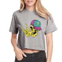 Rock On Cool Skull Women's Crop Top Tee