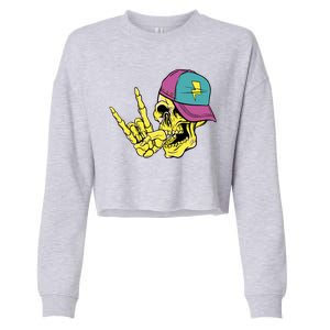 Rock On Cool Skull Cropped Pullover Crew