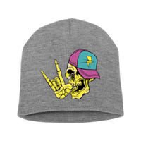 Rock On Cool Skull Short Acrylic Beanie