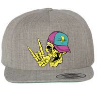 Rock On Cool Skull Wool Snapback Cap