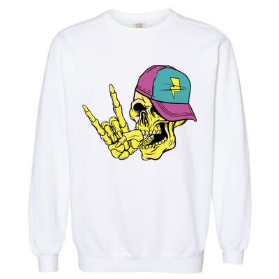 Rock On Cool Skull Garment-Dyed Sweatshirt