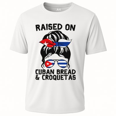 Raised On Cuban Bread And Croquetas Messy Bun Cubanita Cooling Performance Crew T-Shirt