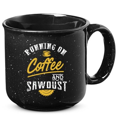 Running On Coffee And Sawdust Woodworking 15oz Campfire Ceramic Mug